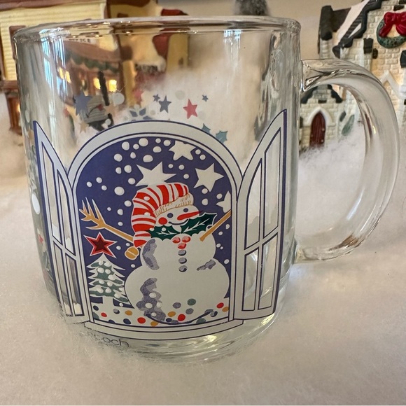 Vintage Other - Vintage EPOCH Mr. Snowman Glass Glassware Coffee Tea Mug Bright Holiday USA